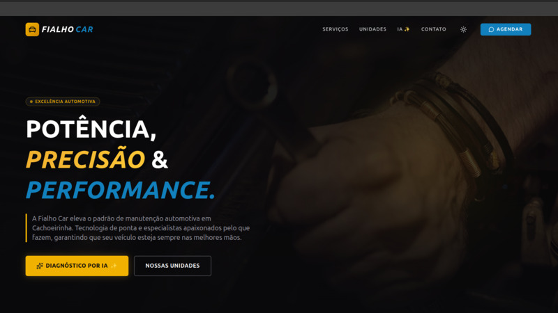 Site institucional da Fialho Car criado pela Confraria Web — concessionária e venda de veículos